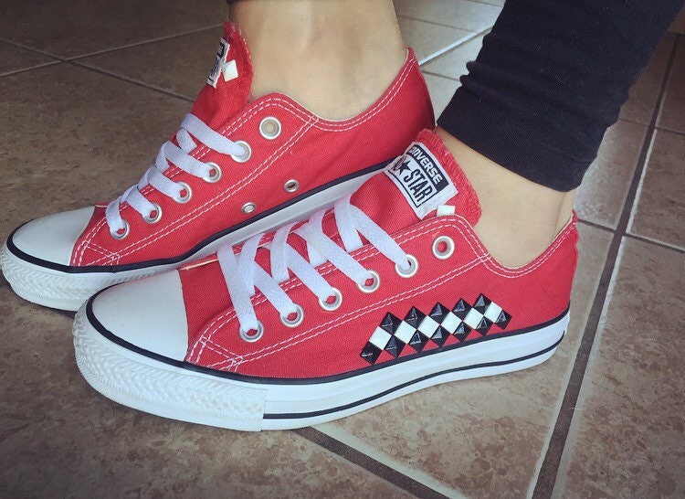 converse checkered high tops