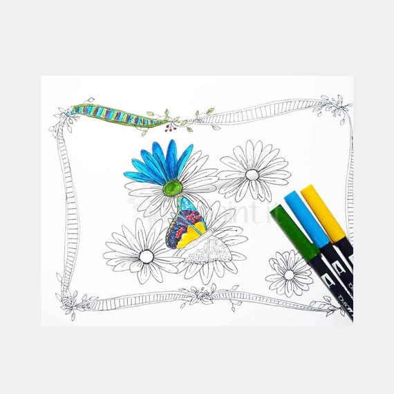Daisies Coloring Page Instant Download Daisy Flower Coloring