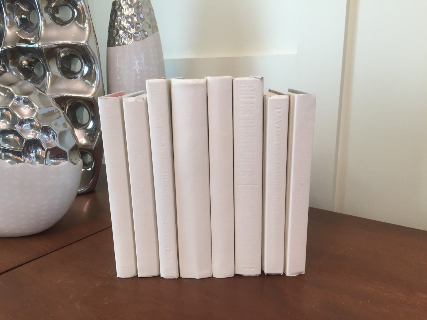 8 Large Cream Ivory Off White Decorative Book Set perfect