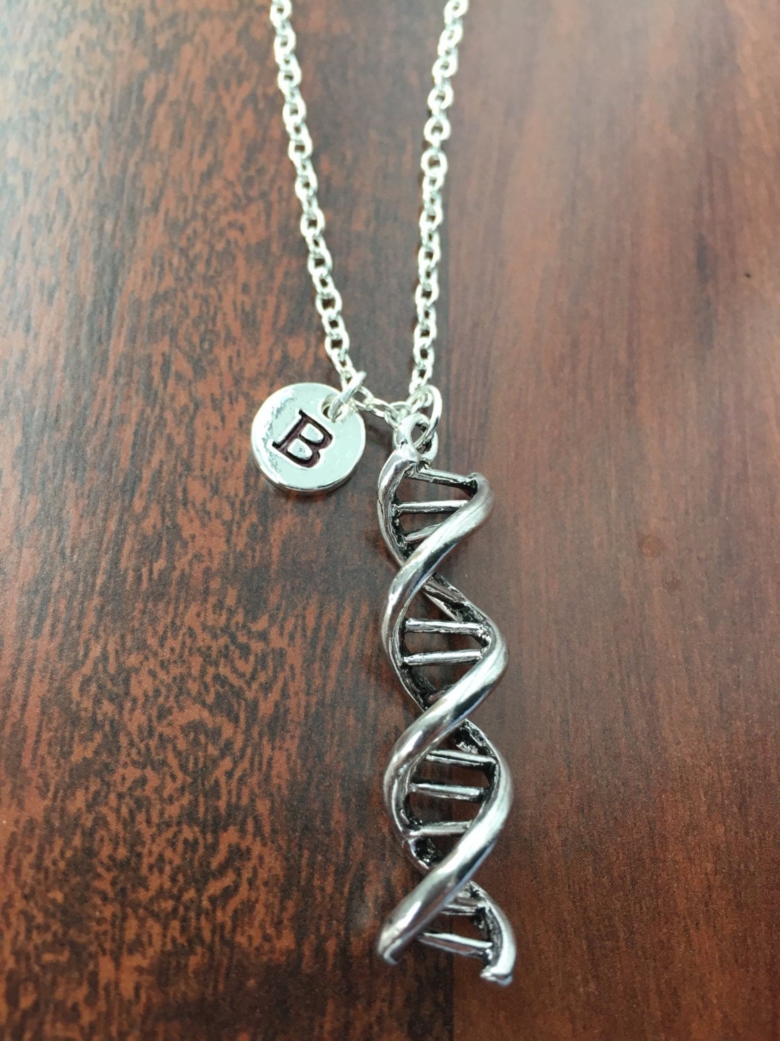 DNA double helix initial necklace DNA jewelry science