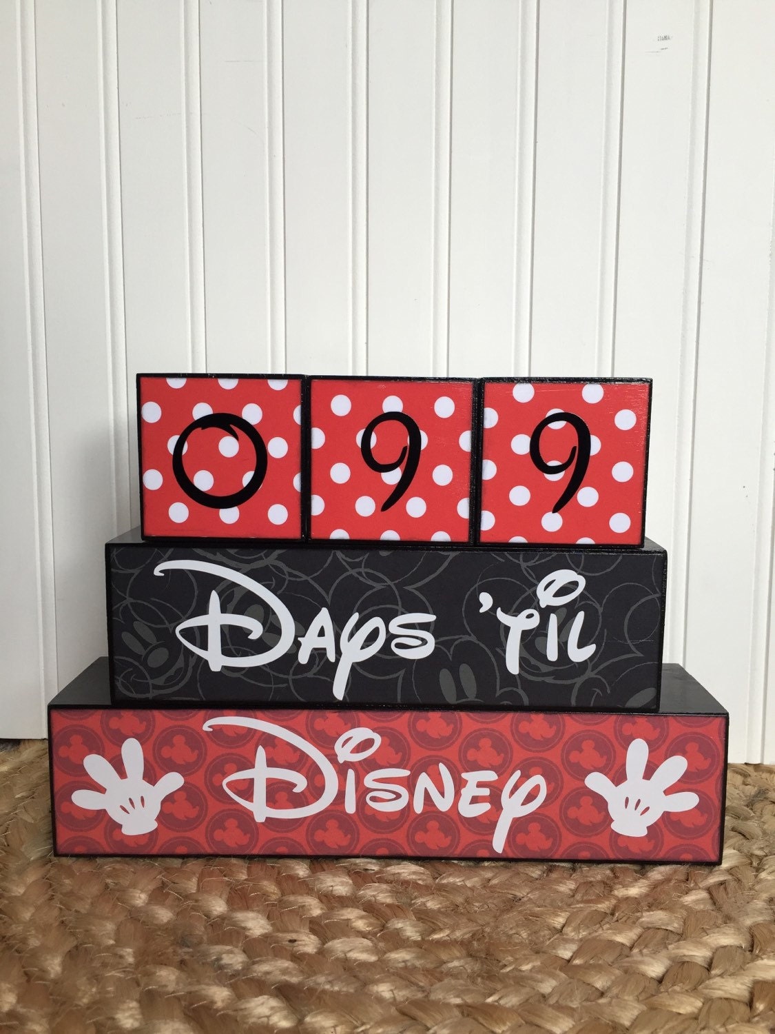 Disney vacation countdown blocks three cube set with