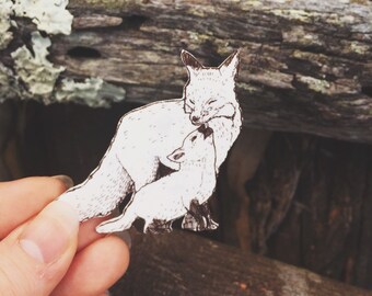 Happy Foxes Brooch