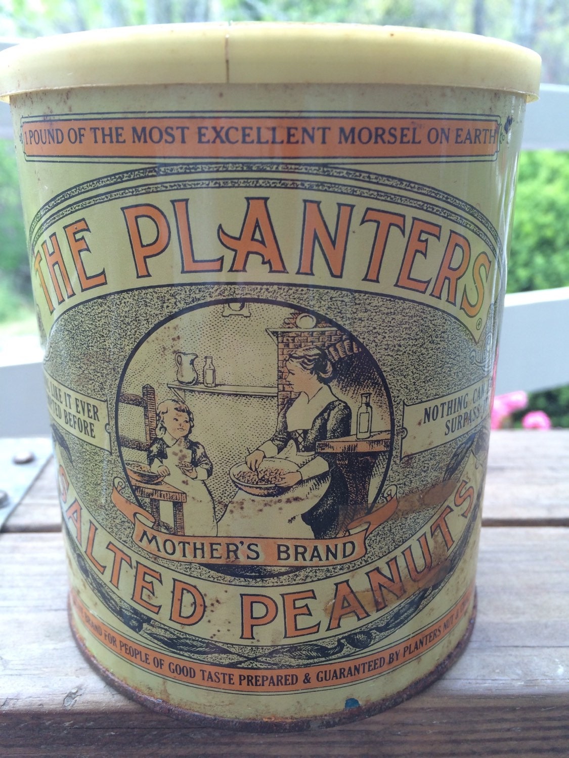 Vintage 1981 Planters Salted Peanuts Tin Can Container