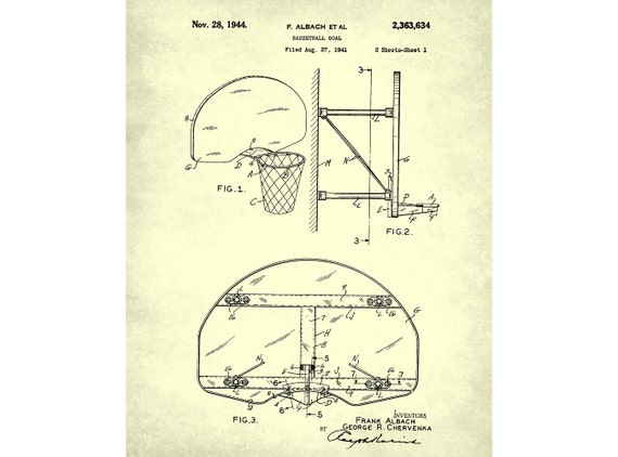 Basketball Hoop Patent Print Sports Blueprint by FabVintagePosters