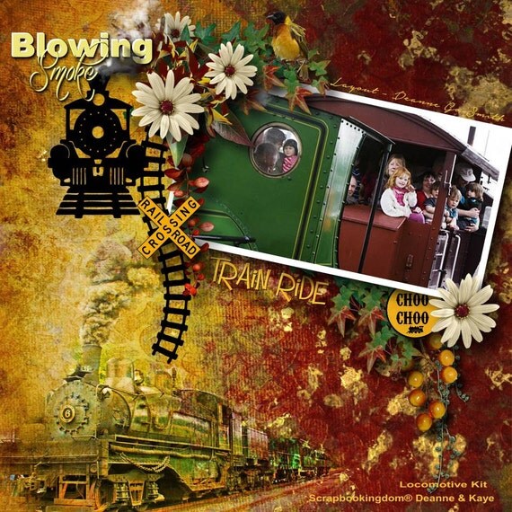 Steam Train Kit Digital Scrapbooking by Scrapbookingdom on Etsy