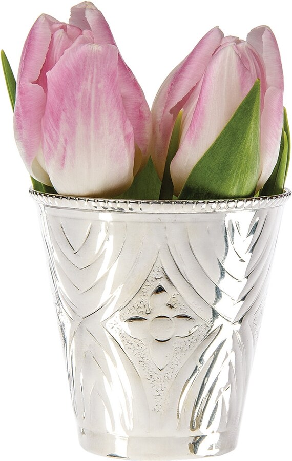 Mint Julep Cup Veil Design Brass Flowers Bud Vases by TaaraBazaar