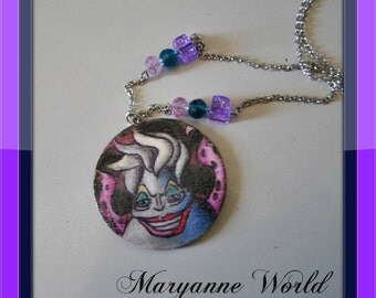 Ursula necklace - The little mermaid - Walt Disney - hand painted - hand drawing - Disney jewels - Disney necklace
