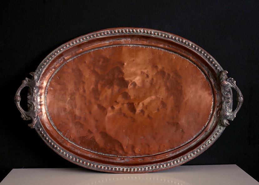 Vintage Large Copper Tray Vanity Tray Boho Decor Wedding