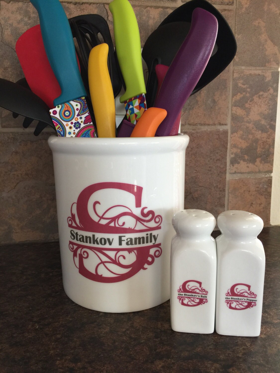 Utensil Holder with Personalization Kitchen by DesignStudioARTE