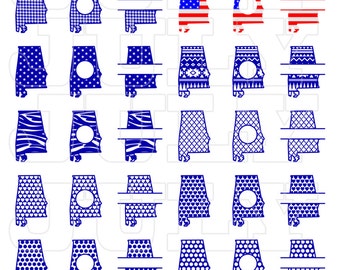 Alabama SVG Cut Files, Vinyl Cut Files, Alabama SVG, dxf, ai, eps, png, Alabama Monogram SVG, Monogram State, Alabama State Pattern Frame