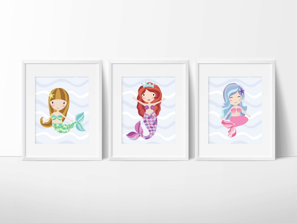 Mermaid Printable Wall Art | mermaid printable wall art trio under the sea mermaids Mermaid Printable Wall Art | mermaid printable wall art trio under the sea mermaids