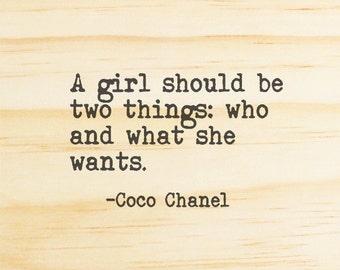 Coco Chanel wooden typewriter quote sign. Rustic wall art decor quote print inspirational quote home gift inspirational quote print