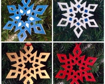 Snowflake Ornaments, Leather Christmas Ornaments, Christmas Tree Ornaments, Holiday Ornaments, Yule Ornaments, Winter Decor