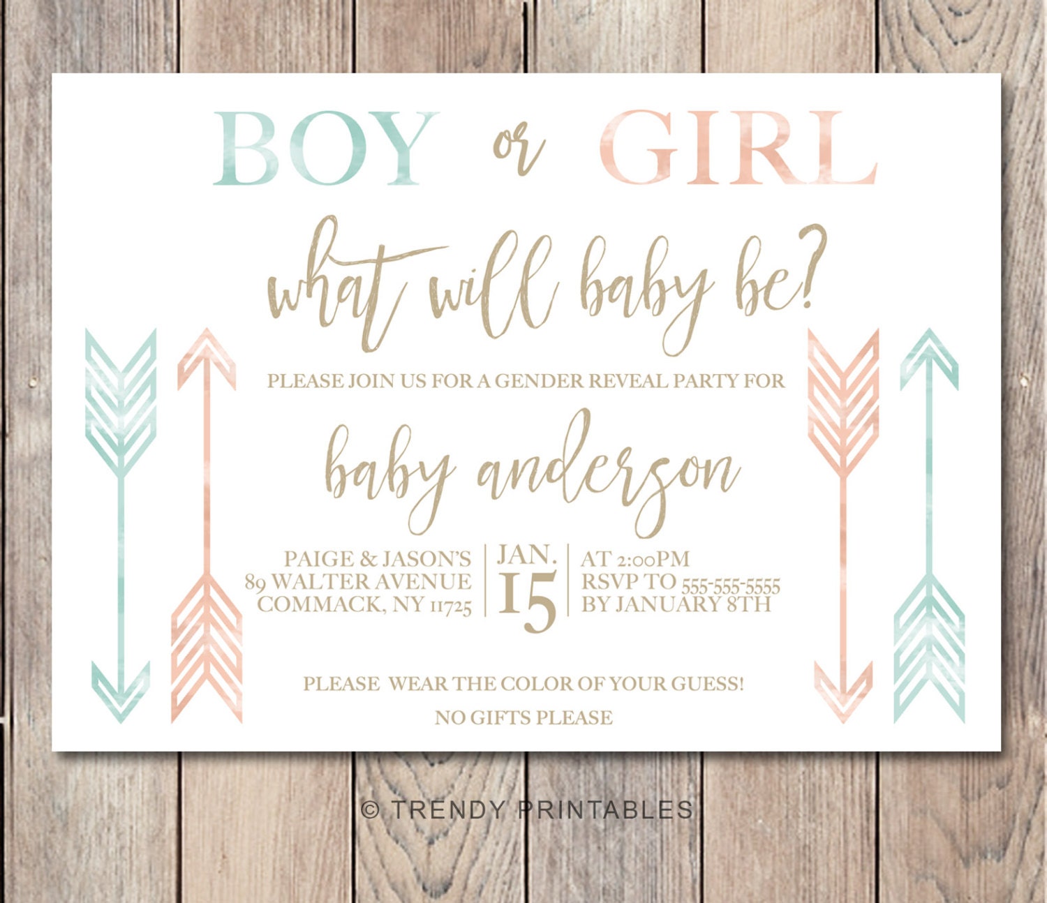 Gender Reveal Invitation Gender Reveal Party Gender Reveal