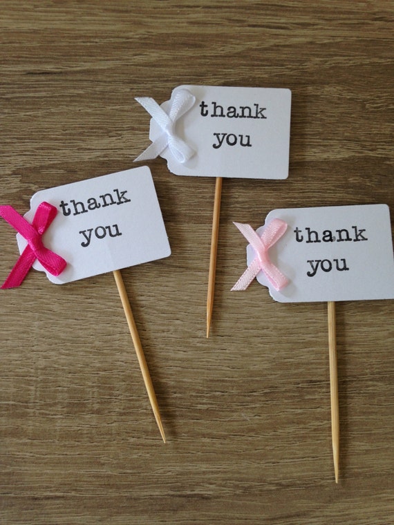 10x personalised thank you cupcake toppers picks flags