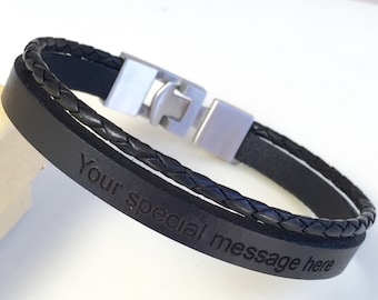 FREE SHIPPING-Bracelets for men,Personalized bracelets for men,Mens bracelet,Multi strand mens bracelet,engraved bracelet, Gifts for him,His