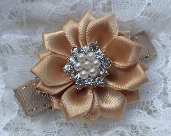 Gold Flower Hair Clip - Gold Hair Clip - Gold Baby Flower Clip - Gold Flower Baby Clip - Baby Hair Clips - Gold Toddler Flower Hair Clip-
