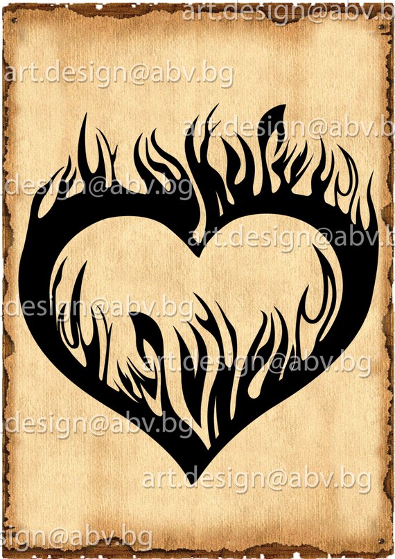 Vector HEART fire AI eps pdf svg dxf png jpg Download