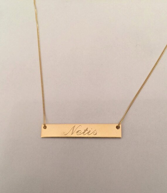 Personalized Name Bar Necklace 14k Gold Fill Bar by Limajewelry