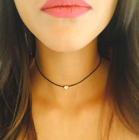 Gold Plated heart choker Heart necklace Delicate heart