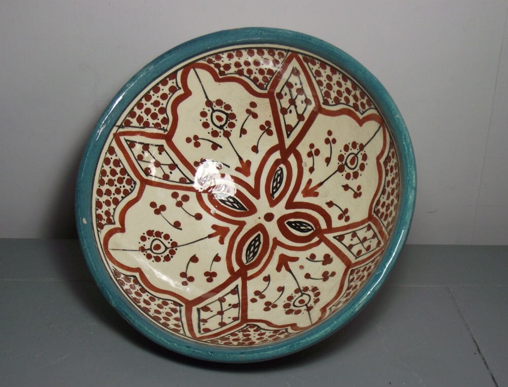 Vintage Safi Pottery Bowl Moroccan Bowl Eastern Pottery Boho