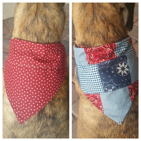 Items similar to Red White Blue Dog Bandana, Country Style Dog Bandana