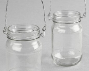 Glass Mason Jar Candle Holders or Vases (Pack of 6) Rustic Country Wedding Decorations