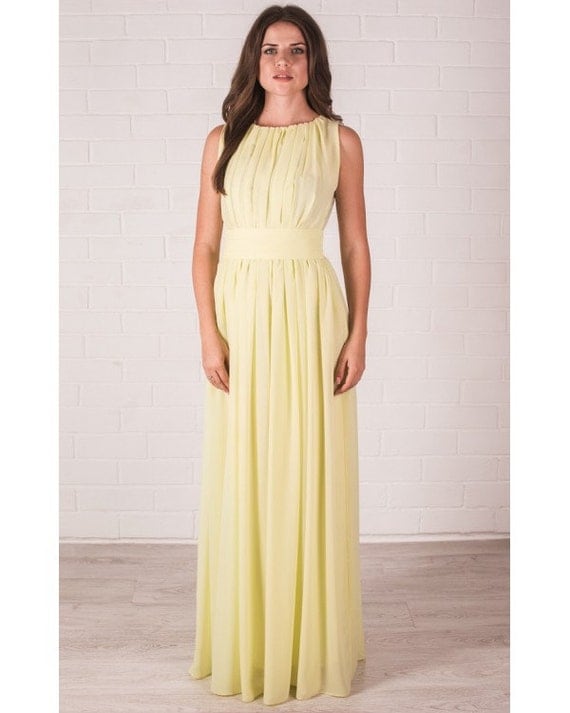 pastel yellow maxi dresses for women wedding