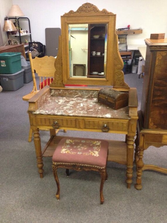 Antique marble top vanity circa 1800's1860 by TheAntlerHouse