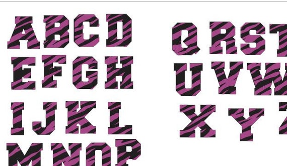 Tiger Stripe Alphabet Font SVG DXF Silhouette Cricut Cutting