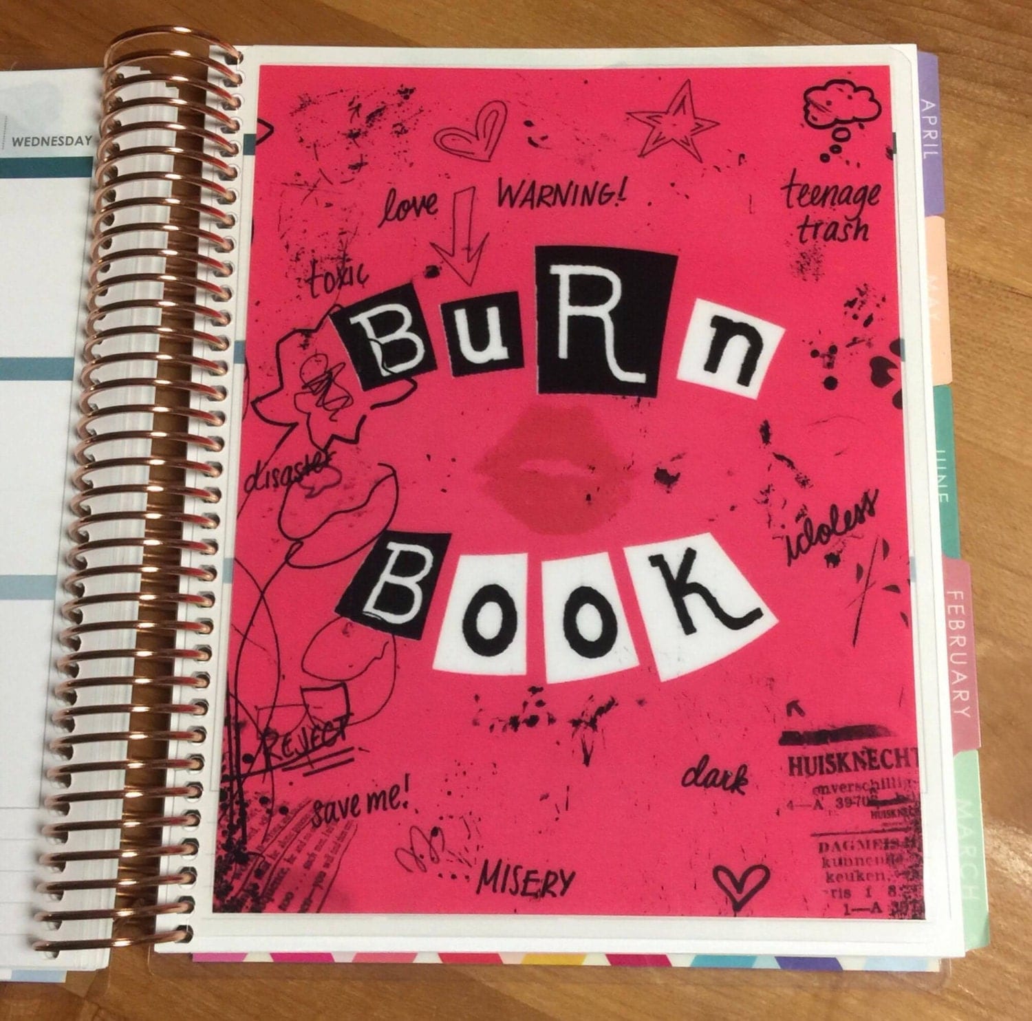 DASHBOARD Mean Girls inspired Burn Book for use with Erin