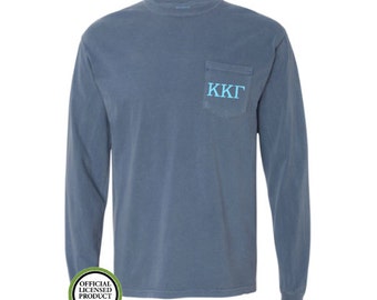 Kappa Kappa Gamma Comfort Colors LONG Sleeve Pocket Tee, Greek gift, Sorority gift, Big and Little, Kappa Kappa Gamma, Kappa, KKG