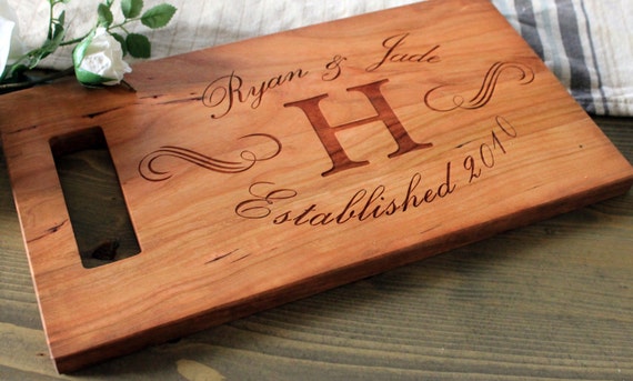 Family Name Engraved Cutting Board Established Monogram