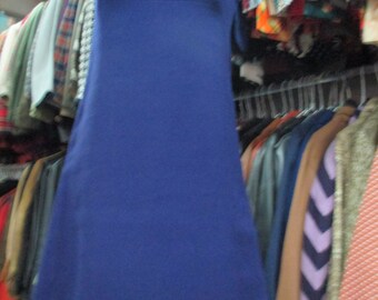 Smanicato in crespo di lana blu anni 60/ Sleeveless A- line blue dress from the 60's/Crepe/Taylored dress