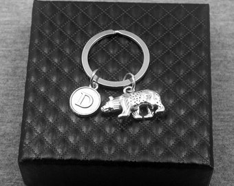 Polar Bear Key chain -White Bear Keychain -Initial Keychain -Your Choice of A to Z