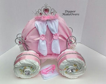 Princess Carriage - Princess Diaper Cake - Unique Baby Girl Baby Shower - Cinderella Carriage - Baby Shower Centerpiece