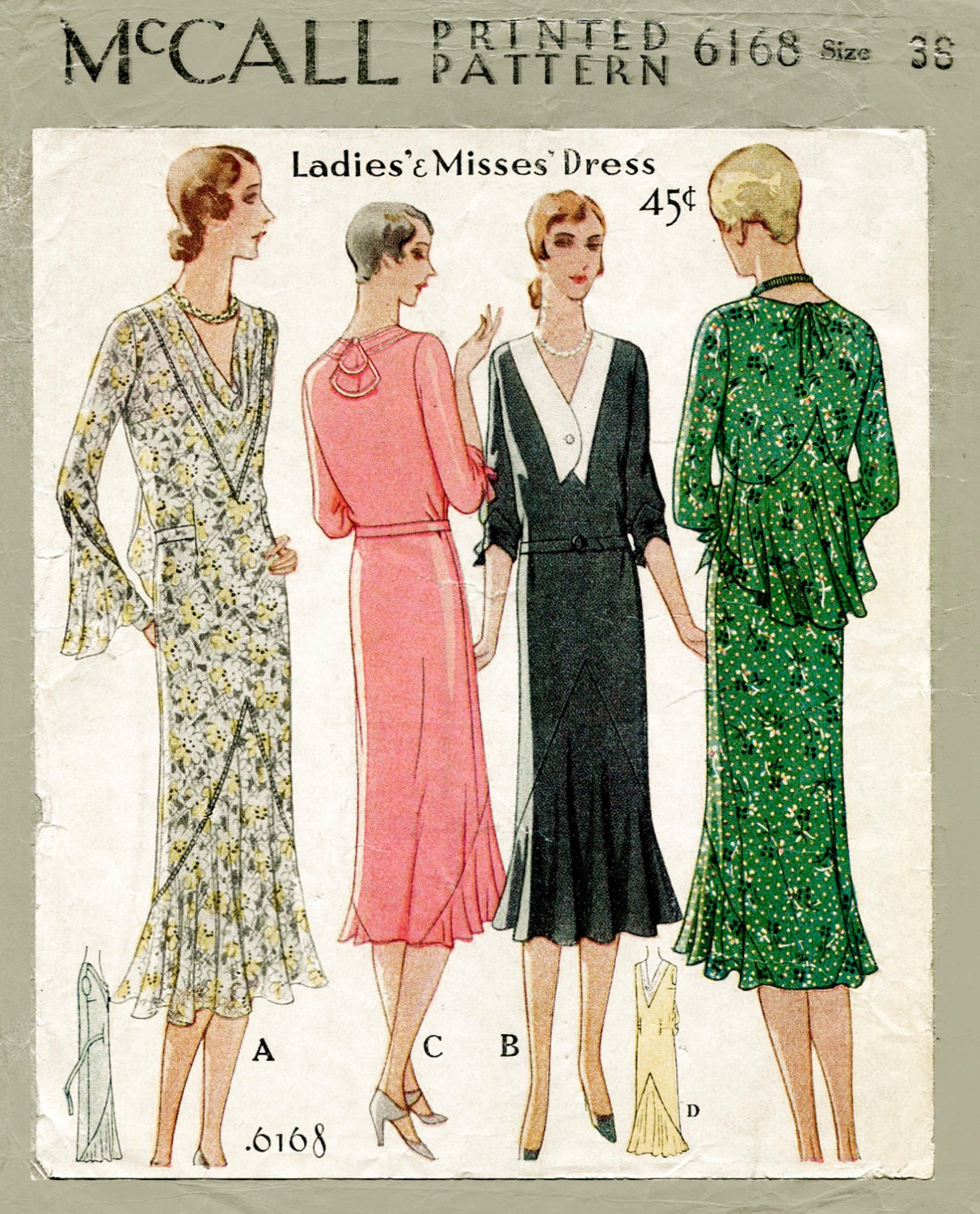 1930s 30s dress sewing pattern afternoon tea dress bias cut