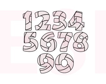 Volleyball svg files, Number svg, SVG, DXF, EPS, svg cutting files for use in Silhouette studio and Cricut Design Space. Sports svg files.