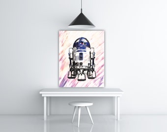 Star Wars R2D2 Print, Charcoal Art Pencil Drawing Art, Star Wars Art Print, R2D2 Poster Illustration, R2D2 Painting Print, Charcoal Drawing