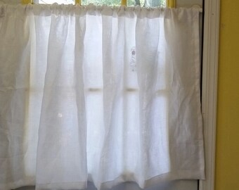 Kitchen curtains, Cafe Curtains, White Light Weight Premium quality Linen curtians, Kitchen window curtains, White cafe curtains