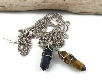 Stone Spike Long Necklace/ Boho Long Necklace/ Stone Necklace/ Long Layered Necklace/ Minimalist Necklace/ Simple Necklace/ Power Stones