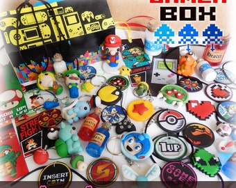 ULTIMATE GAMER BOX Mystery Grab Bag Surprise Box Polymer Clay Charms Gamer Grab Bag Geek Video Game Jewelry Gamer Gift Pixel Art Gamer Decor