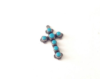 Vintage Sterling Silver and Turquoise Charm Pendant