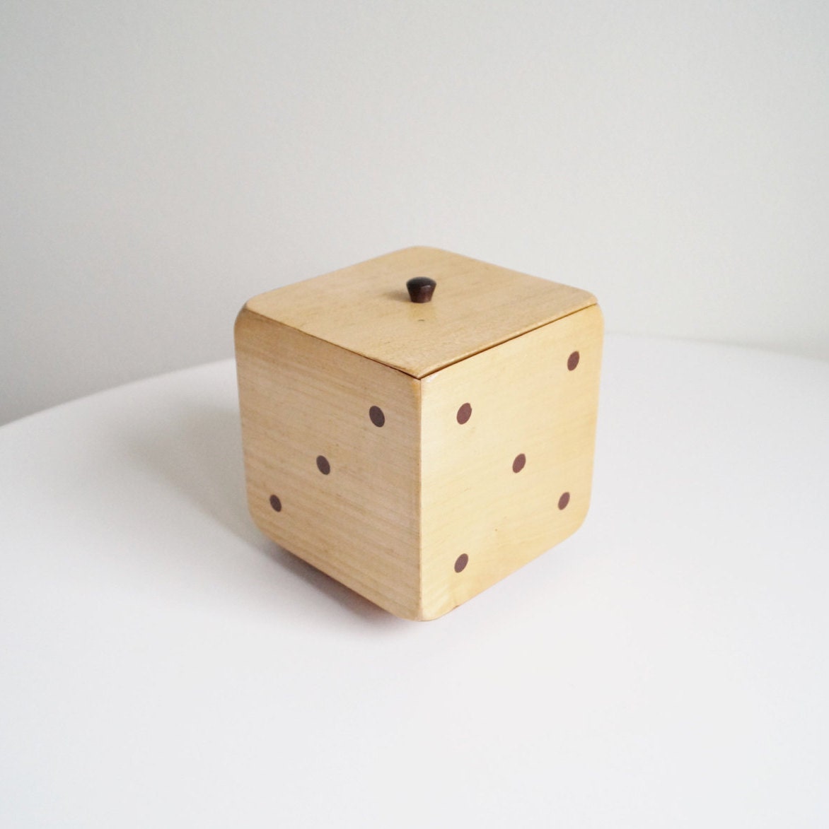 Wooden Dice Box Dice Container Storage Cube Decor by DanishOldies