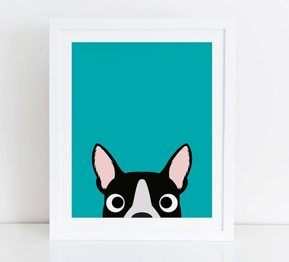 Boston Terrier Art Print Instant Download by DecorartDesign