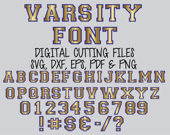 Svg SPORTS VARSITY FONT Layered Digital Cutting Files Svg Alphabet Cut File - Svg Dxf Eps Letter font Cut files for Silhouette, Cricut