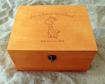 Personalized Baby memory box, Baby keepsake box, Giraffe memory box, Custom engraved box, Personalized keepsake box