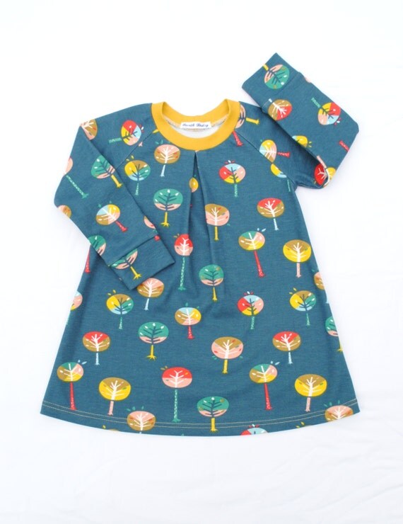 Birch Organic Girls DressHappy TreesWinter by EarthBabyClothing