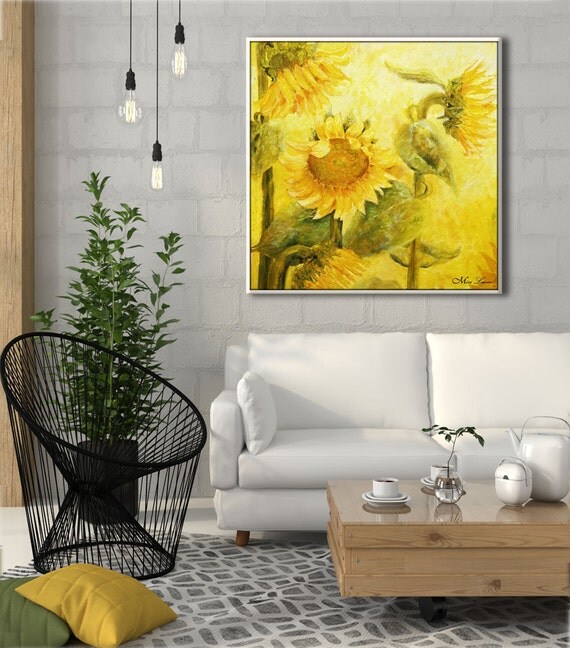 Sunflower Print Flower Wall Decor Living Room Art Living