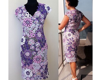 irish crochet dress pattern,detailed tutorial,irish lace dress,crochet dress pattern,freeform dress,crochet midi dress,crochet motifs PDF